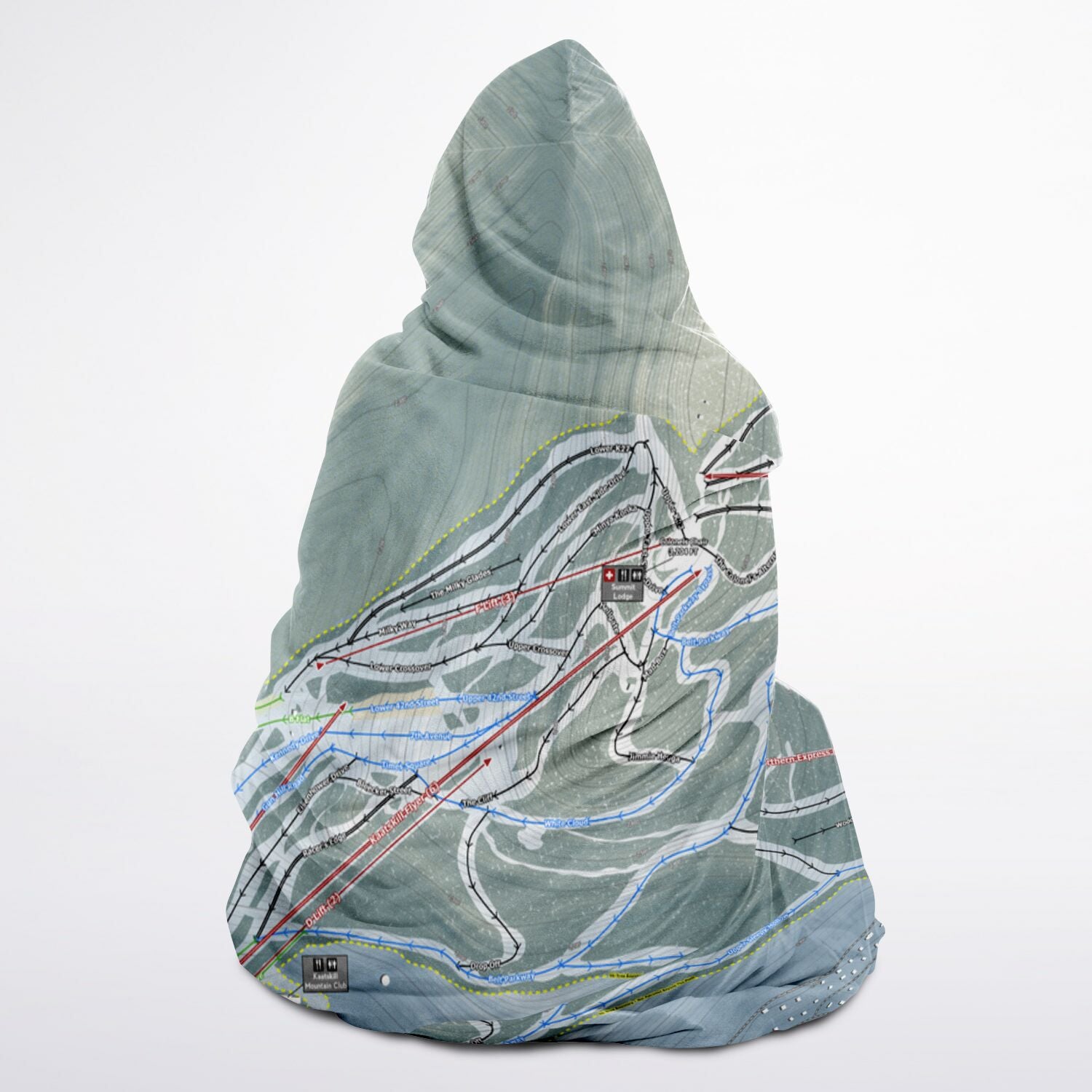 Hunter Mountain, New York Ski Trail Map - Youth Hooded Blanket - Powderaddicts