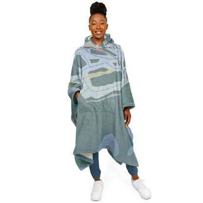 Fairmont Hot Springs, British Columbia Ski Resort Map Flannel Blanket Poncho
