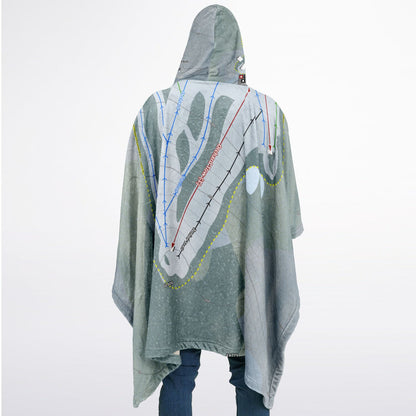 Spruce Mountain, Maine Ski Resort Map Flannel Blanket Poncho