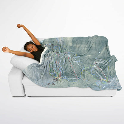 Gore Mountain, New York Ski Resort Map Flannel Blanket Poncho