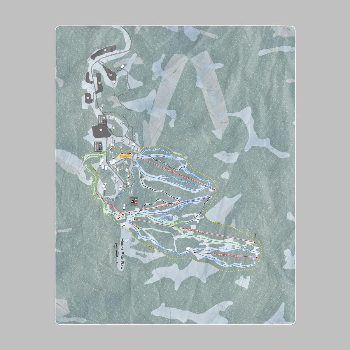 Mount Baw Baw, Australia Ski Resort Map Printed Beach Towel
