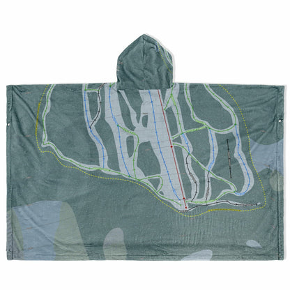 Wapiti Ski Club, British Columbia Ski Resort Map Flannel Blanket Poncho