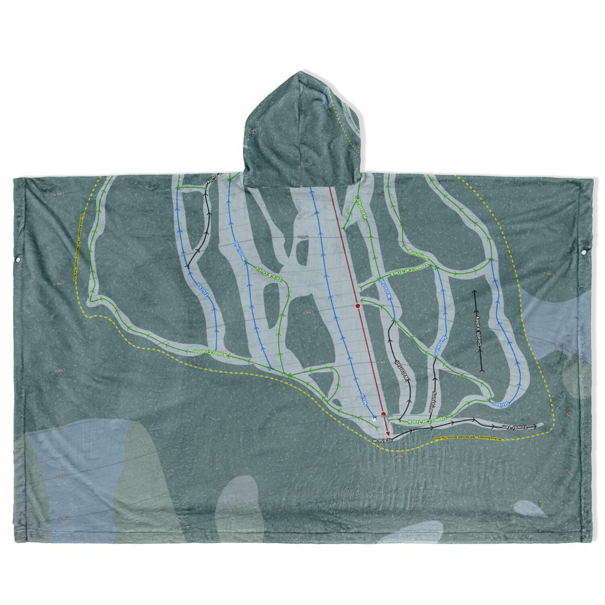 Wapiti Ski Club, British Columbia Ski Resort Map Flannel Blanket Poncho