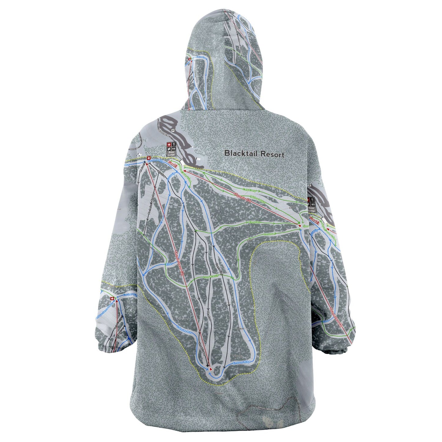 Blacktail, Montana Ski Trail Map - Snug Hoodie - Powderaddicts