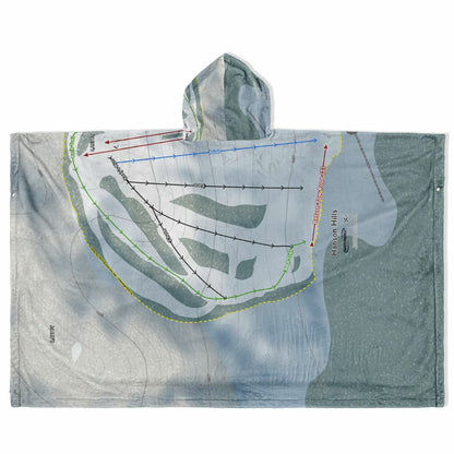 Hanson Hills, Michigan Ski Resort Map Flannel Blanket Poncho