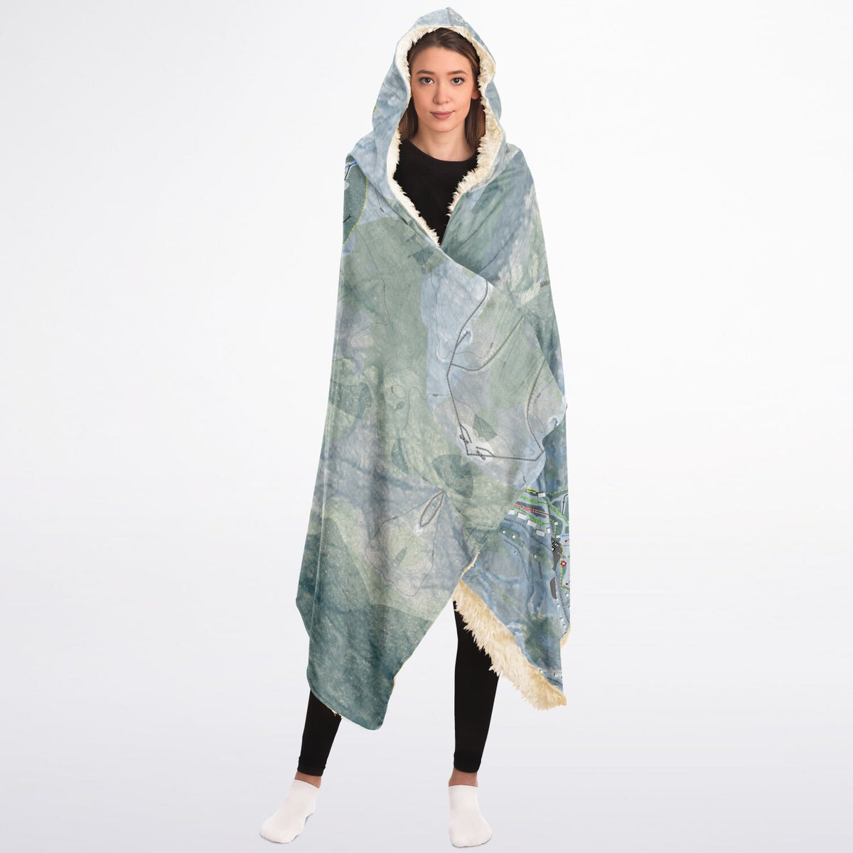 Tenney Mountain, New Hampshire Ski Trail Map - Adult Hooded Blanket