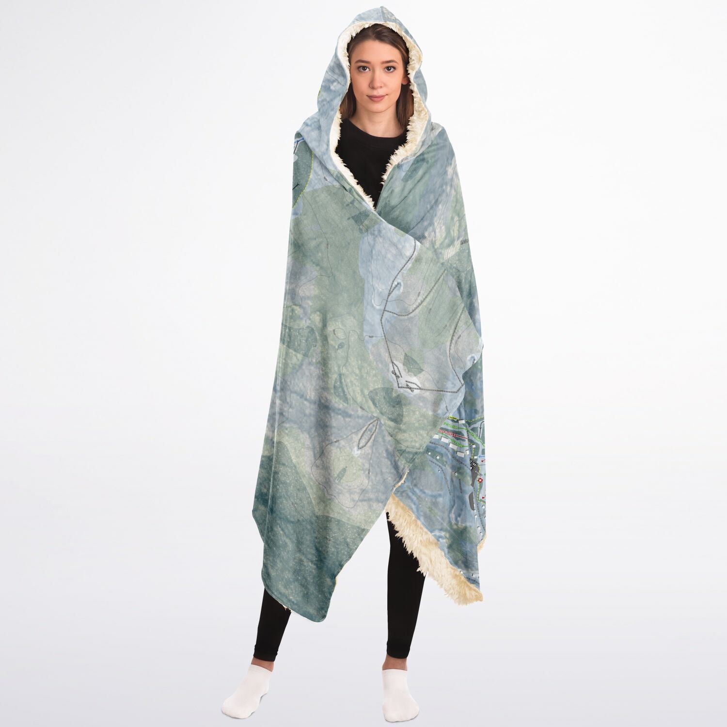 Tenney Mountain, New Hampshire Ski Trail Map - Adult Hooded Blanket