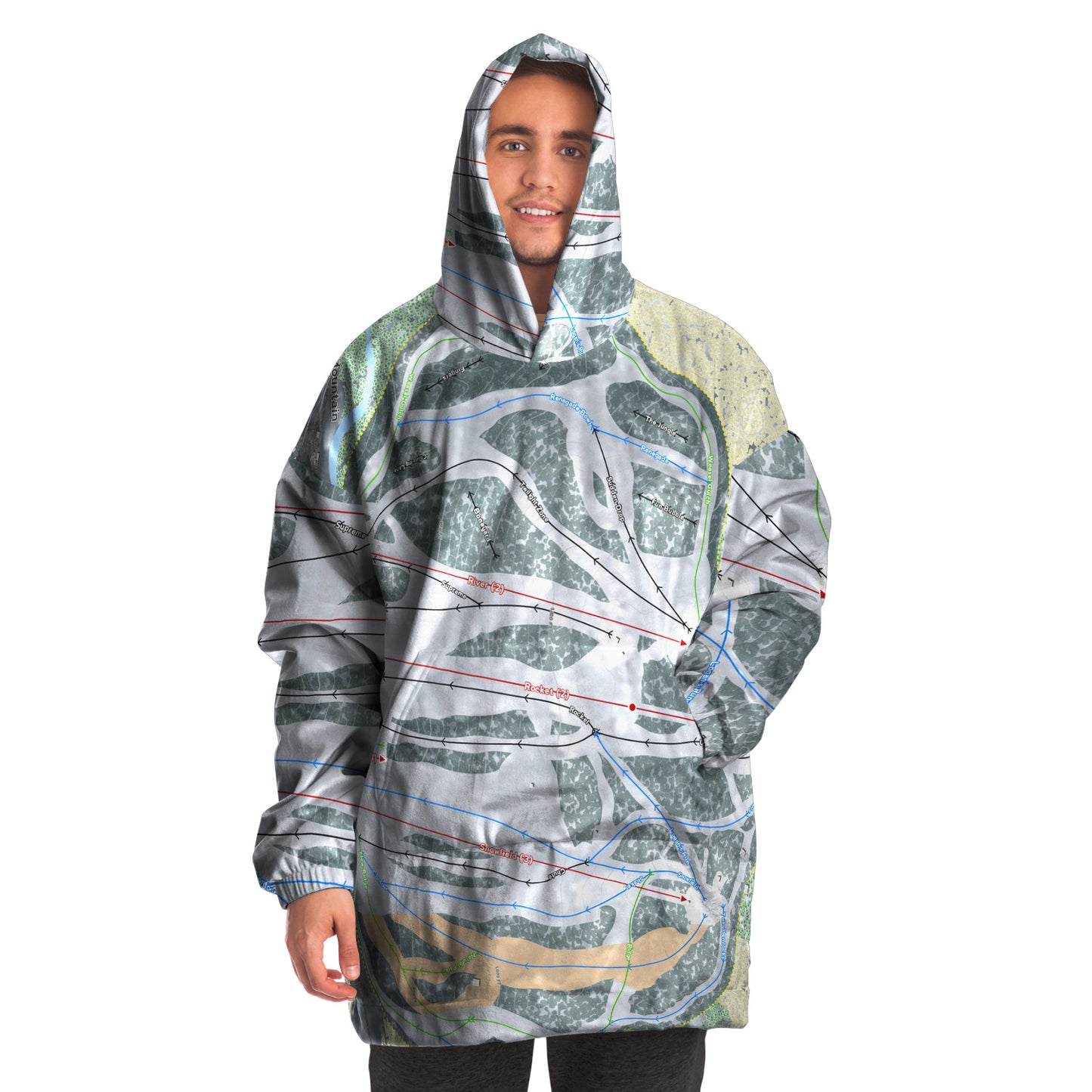 Marquette Mountain, Michigan Ski Trail Map Snug Hoodie