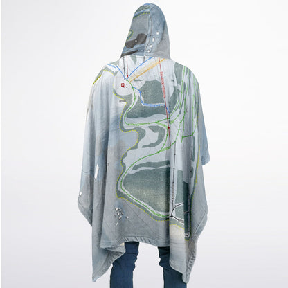 Thunder Ridge, New York Ski Resort Map Flannel Blanket Poncho