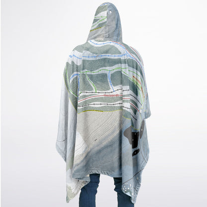 Song Mountain, New York Ski Resort Map Flannel Blanket Poncho