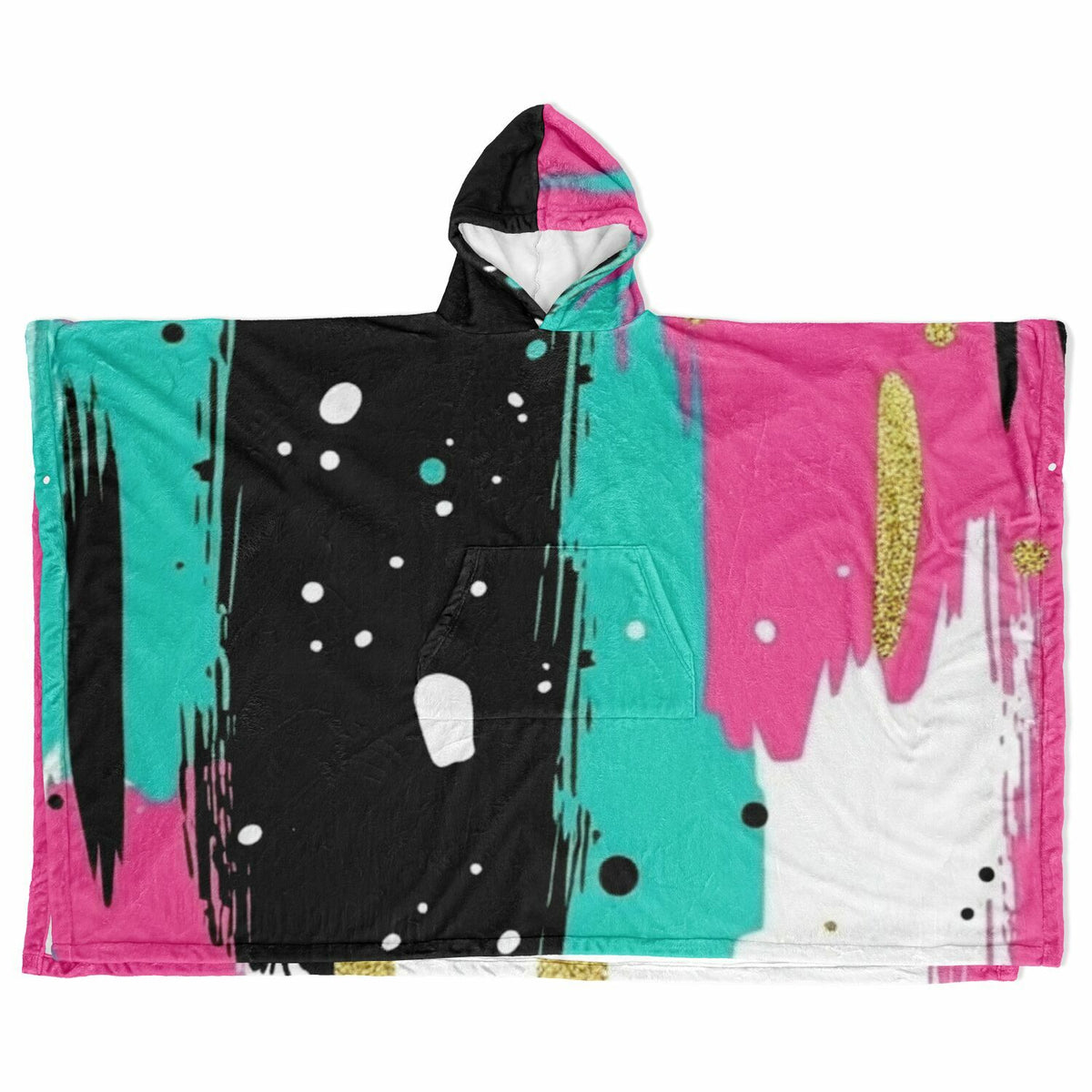 Pop Art Brush Strokes, Flannel Blanket Poncho