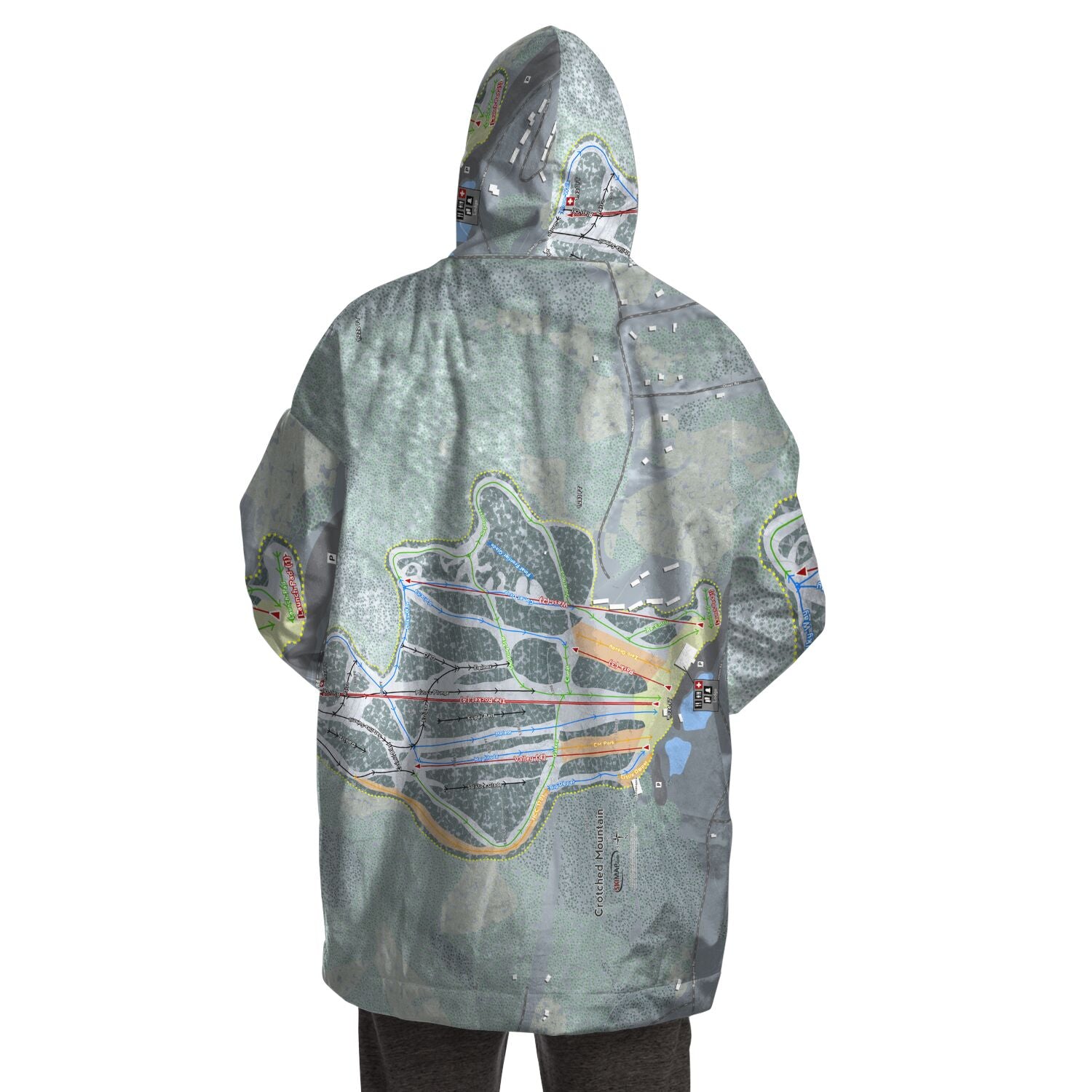 Crotched Mountain, New Hampshire Ski Trail Map - Snug Hoodie - Powderaddicts