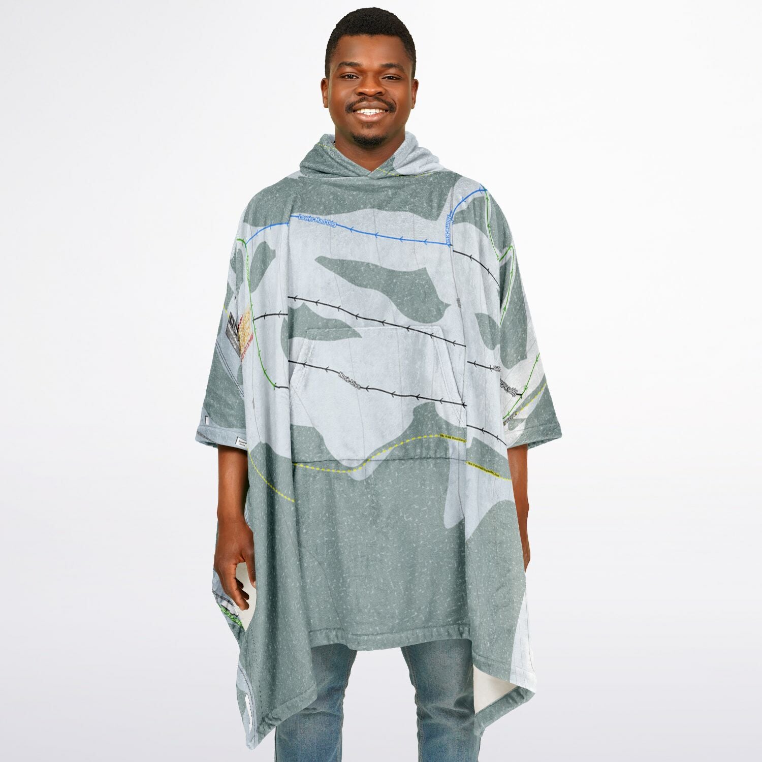 Soda Springs, California Ski Resort Map Flannel Blanket Poncho