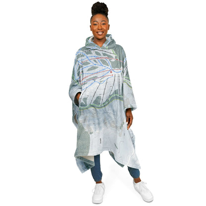 Kelly Canyon, Idaho Ski Resort Map Flannel Blanket Poncho