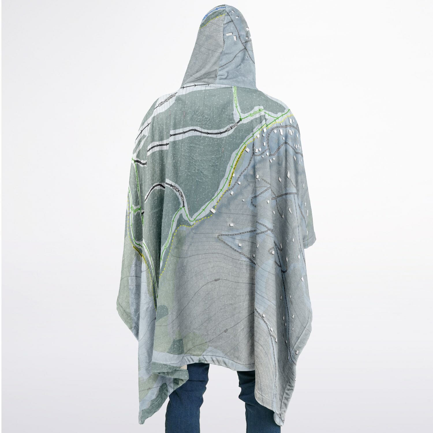 Timberline Mountain, West Virginia Ski Resort Map Flannel Blanket Poncho