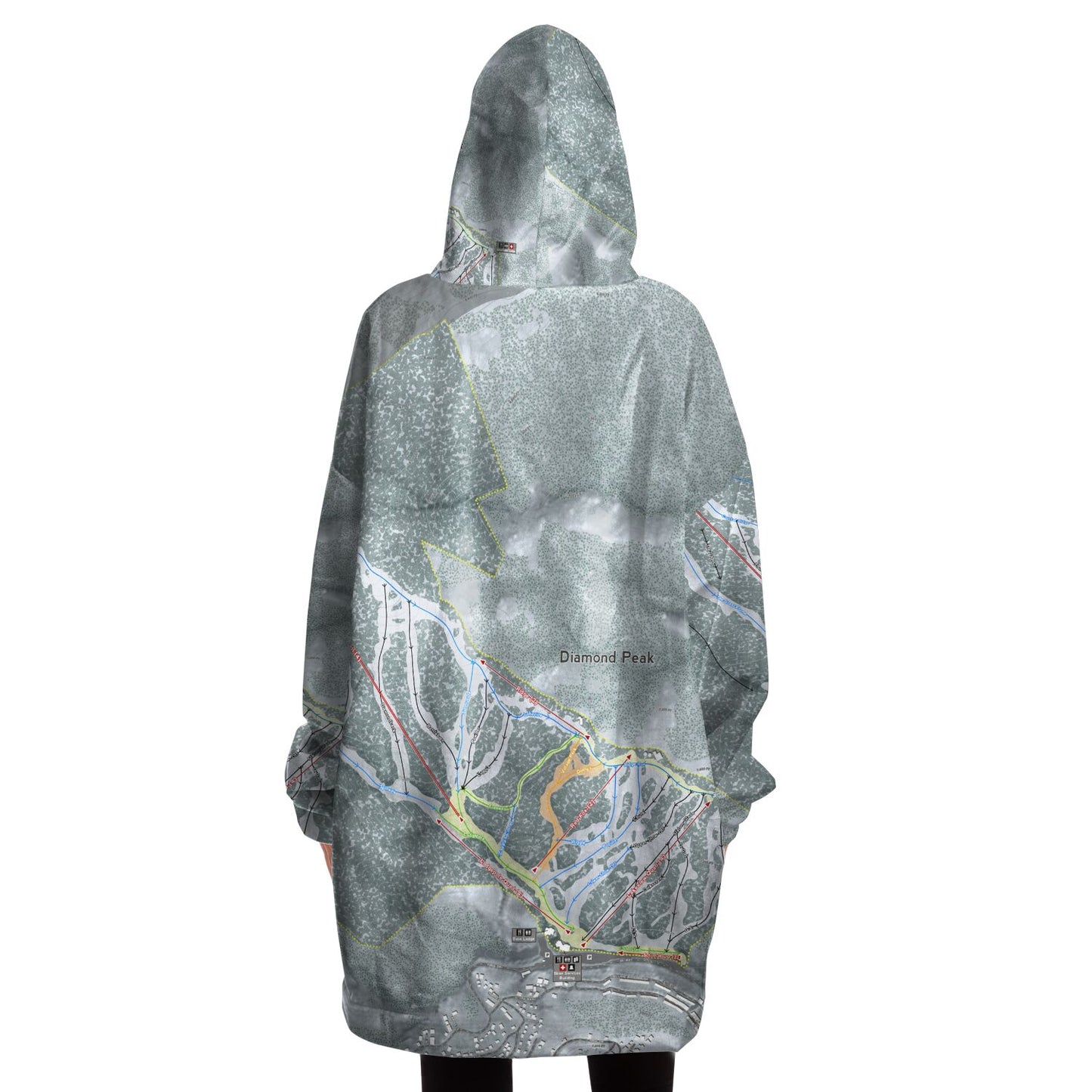 Diamond Peak, Nevada Ski Trail Map - Snug Hoodie - Powderaddicts