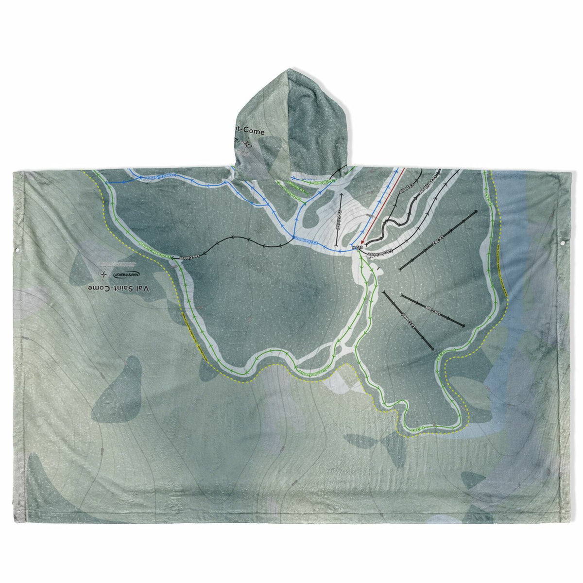 Val Saint-Come, Quebec Ski Resort Map Flannel Blanket Poncho