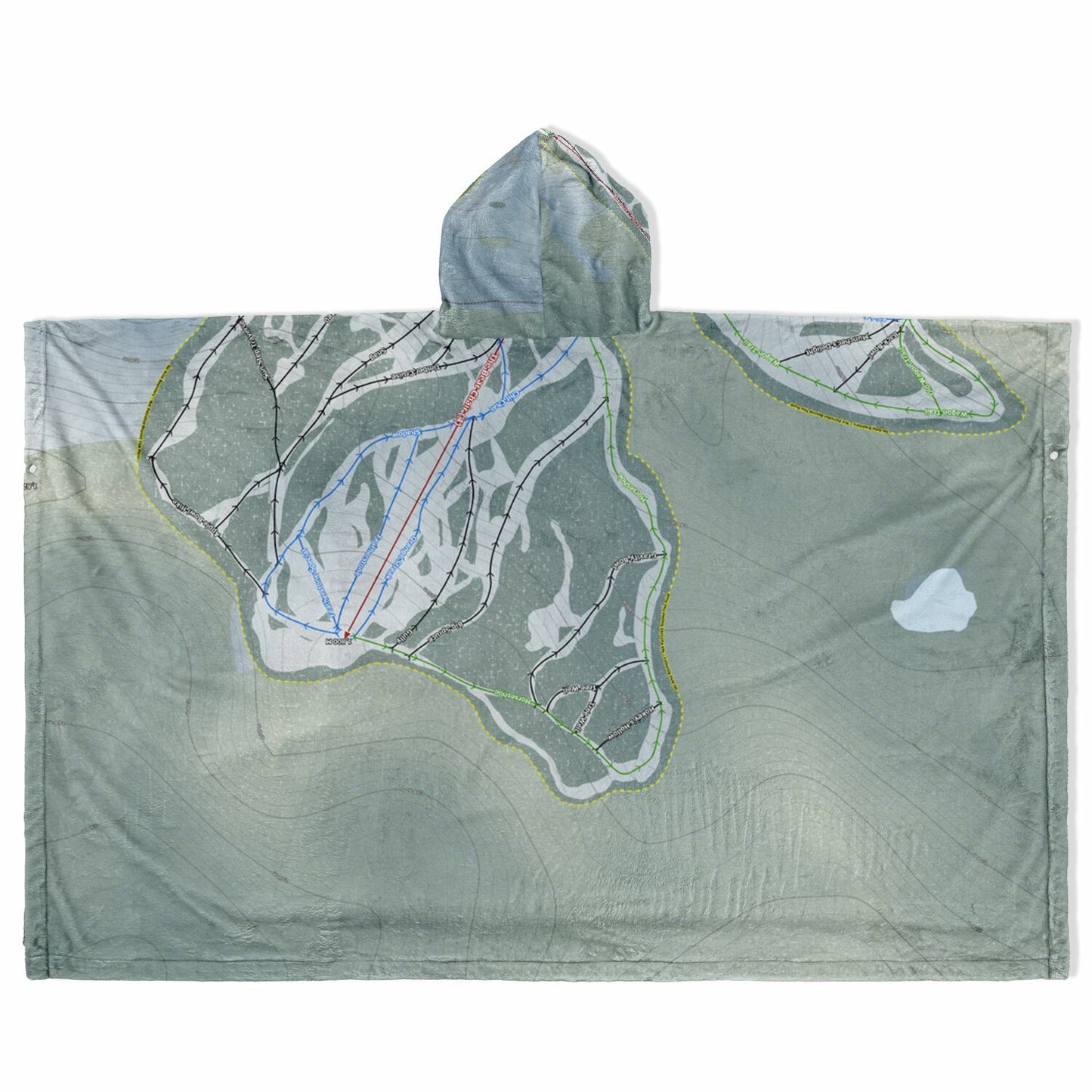 Manning Park, British Columbia Ski Resort Map Flannel Blanket Poncho