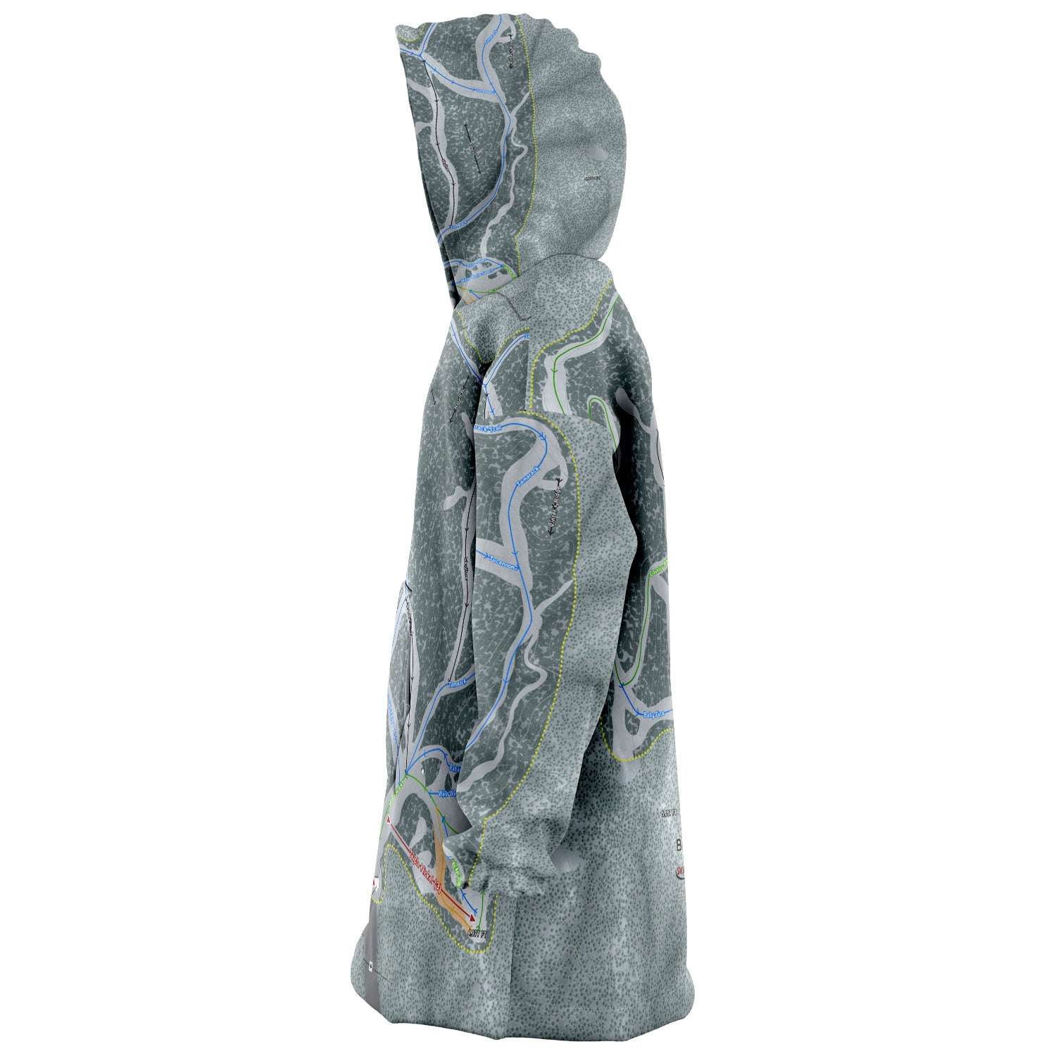 Bluewood, Washington Ski Trail Map - Snug Hoodie