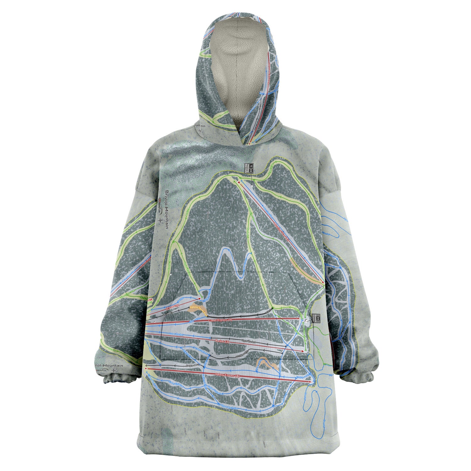 Bristol Mountain, New York Ski Trail Map - Snug Hoodie