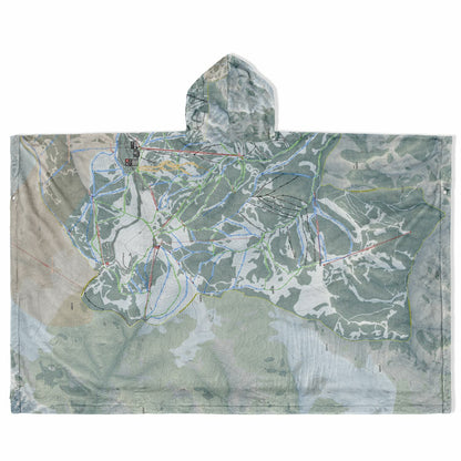 Powder Mountain, Utah Ski Resort Map Flannel Blanket Poncho