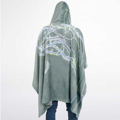 Showdown, Montana Ski Resort Map Flannel Blanket Poncho