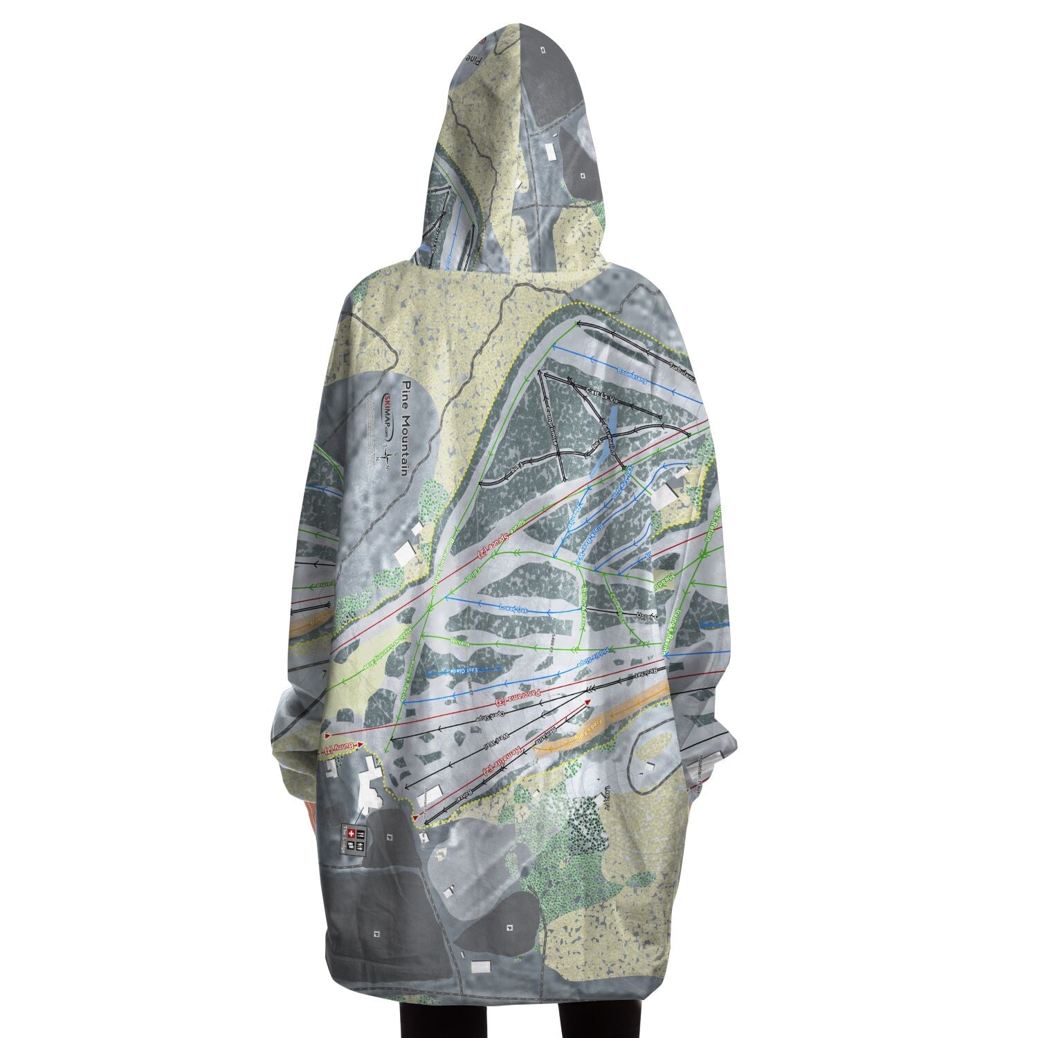 Pine Mountain, Michigan Ski Trail Map Snug Hoodie - Powderaddicts