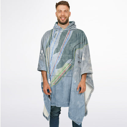 Victor Constant, New York Ski Resort Map Flannel Blanket Poncho