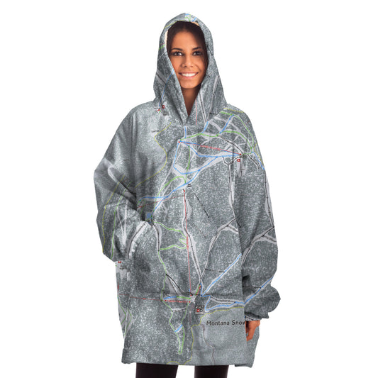 Montana Snowbowl, Montana Ski Trail Map Snug Hoodie - Powderaddicts