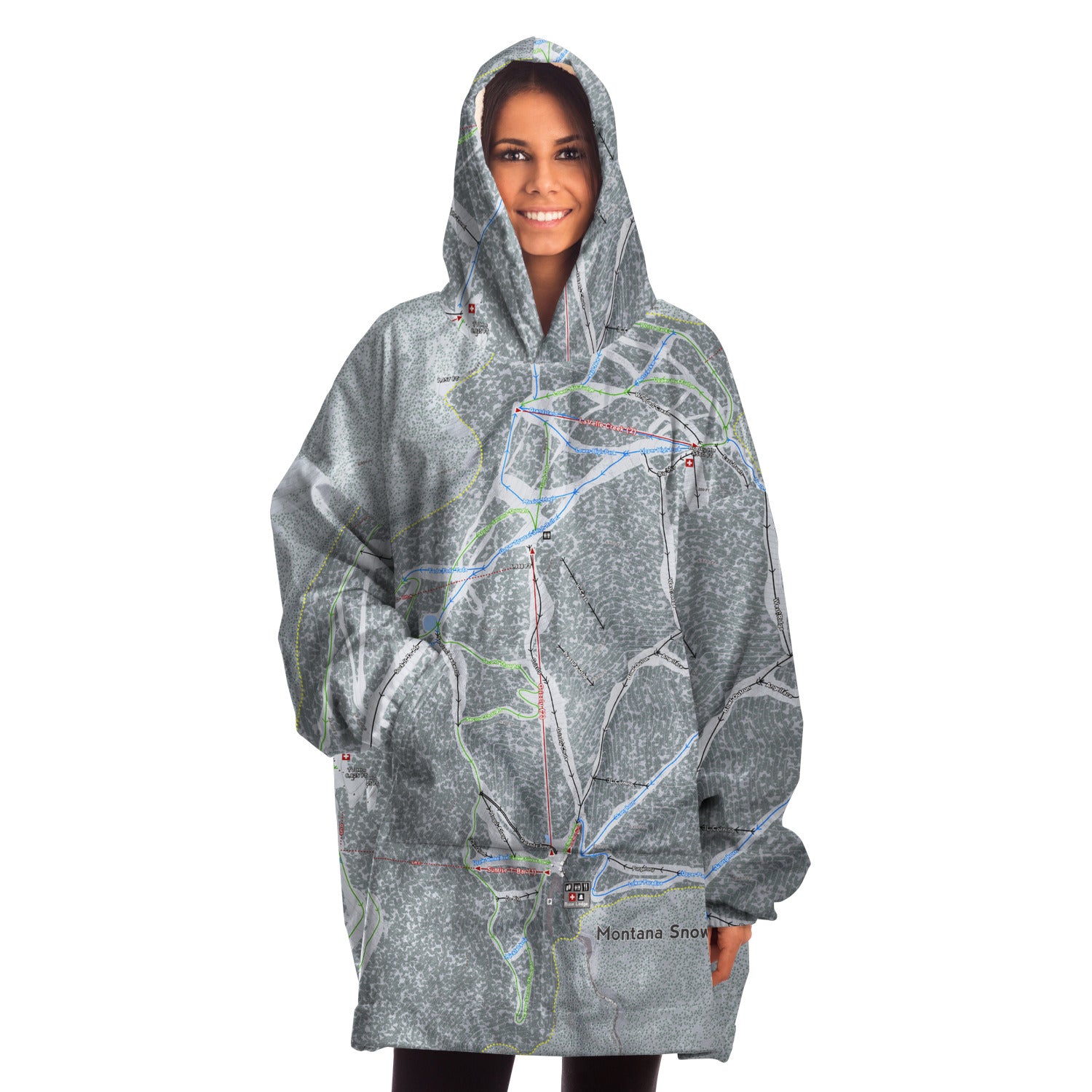 Montana Snowbowl, Montana Ski Trail Map Snug Hoodie