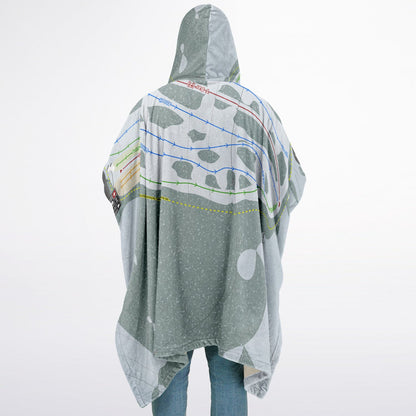 Snowhaven, Idaho Ski Resort Map Flannel Blanket Poncho