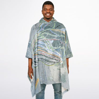 Greek Peak, New York Ski Resort Map Flannel Blanket Poncho