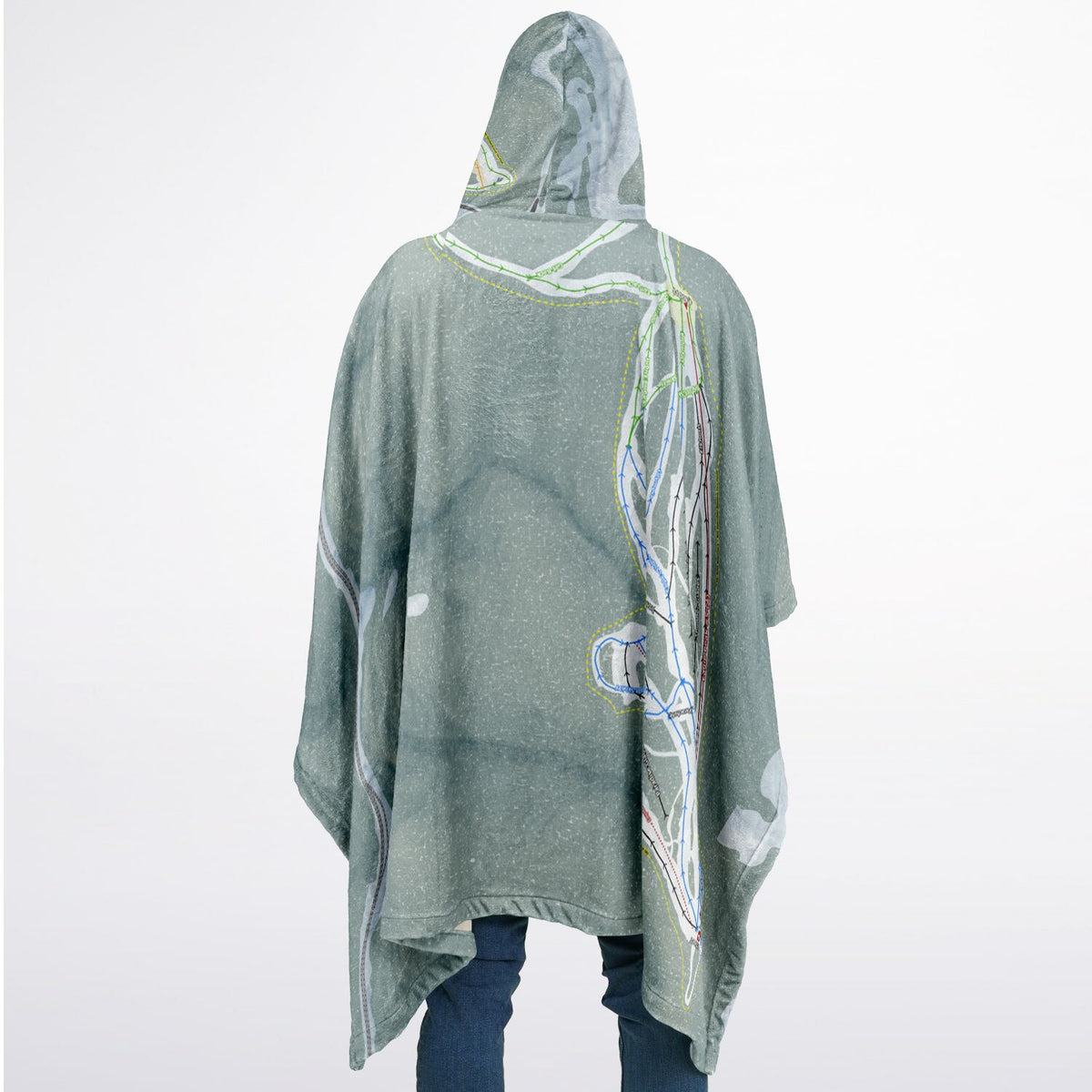 Lookout Pass, Idaho Ski Resort Map Flannel Blanket Poncho