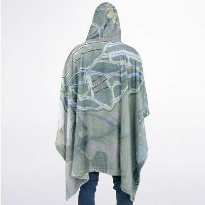 Magic Mountain, Vermont Ski Resort Map Flannel Blanket Poncho