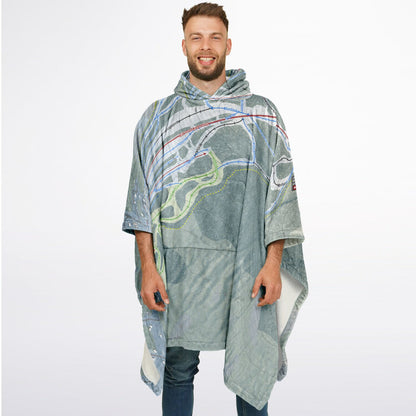 Pleasant Mountain, Maine Ski Resort Map Flannel Blanket Poncho