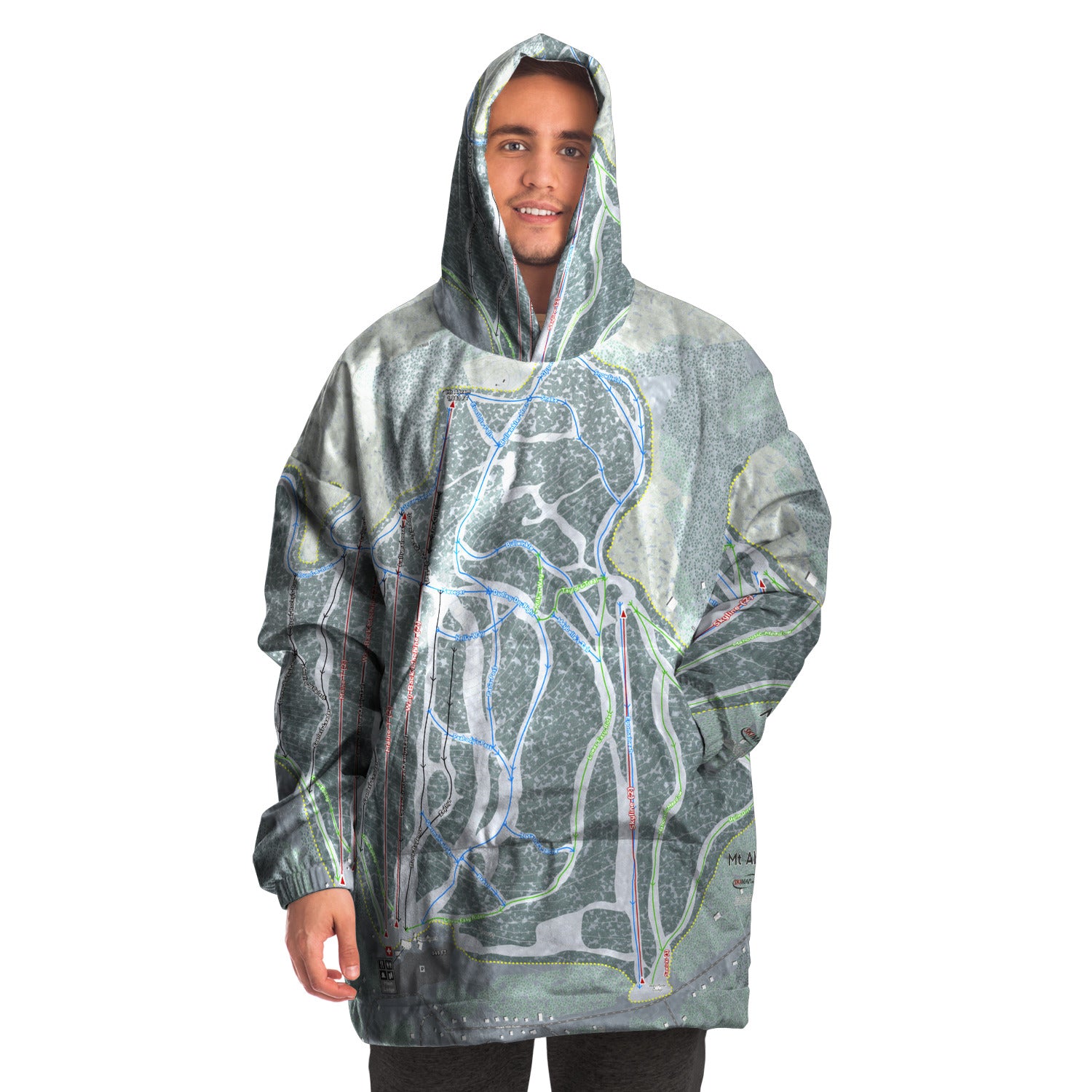Mt Abram, Maine Ski Trail Map - Snug Hoodie