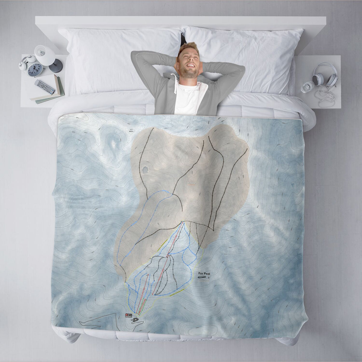 Fox Peak, New Zealand Ski Resort Map XL Blanket