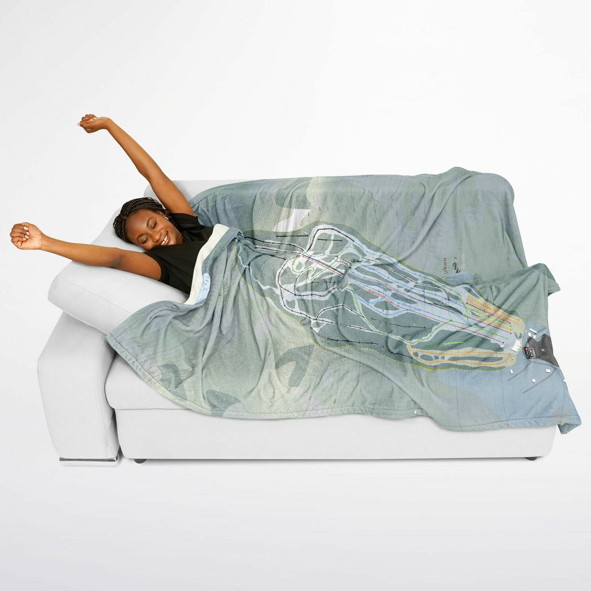 La Reserve, Quebec Ski Resort Map Flannel Blanket Poncho