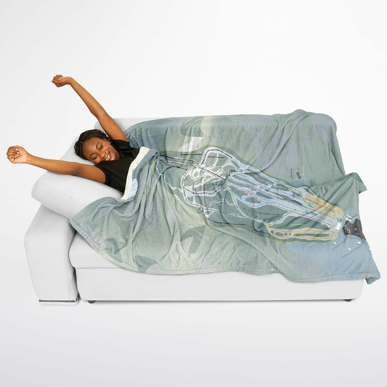 La Reserve, Quebec Ski Resort Map Flannel Blanket Poncho