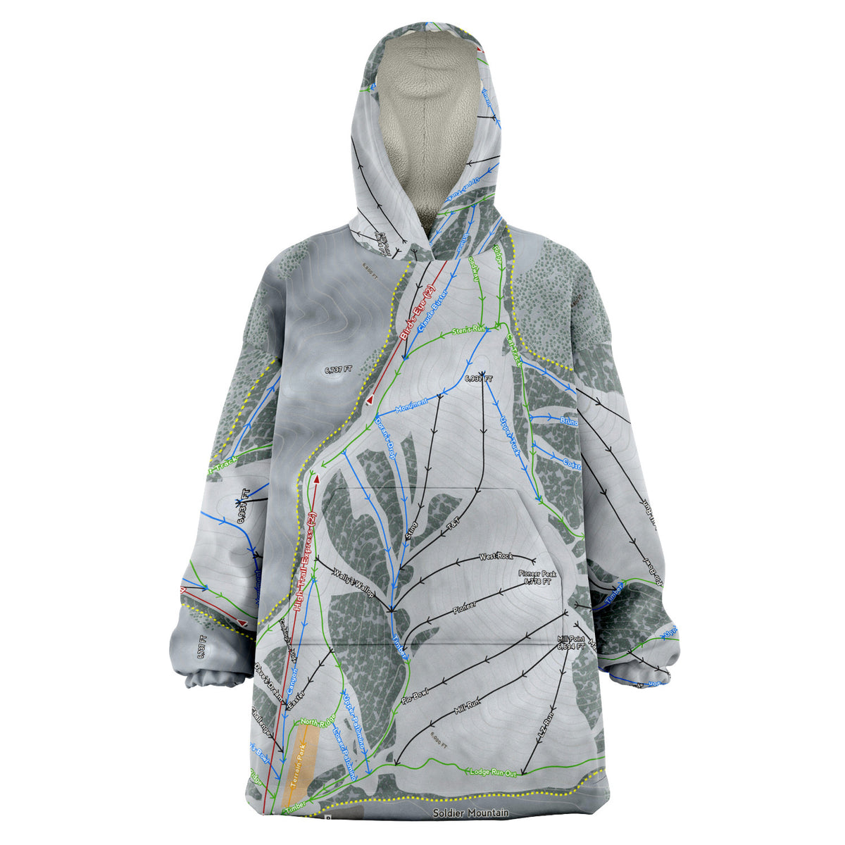 Soldier Mountain, Idaho Ski Trail Map - Snug Hoodie