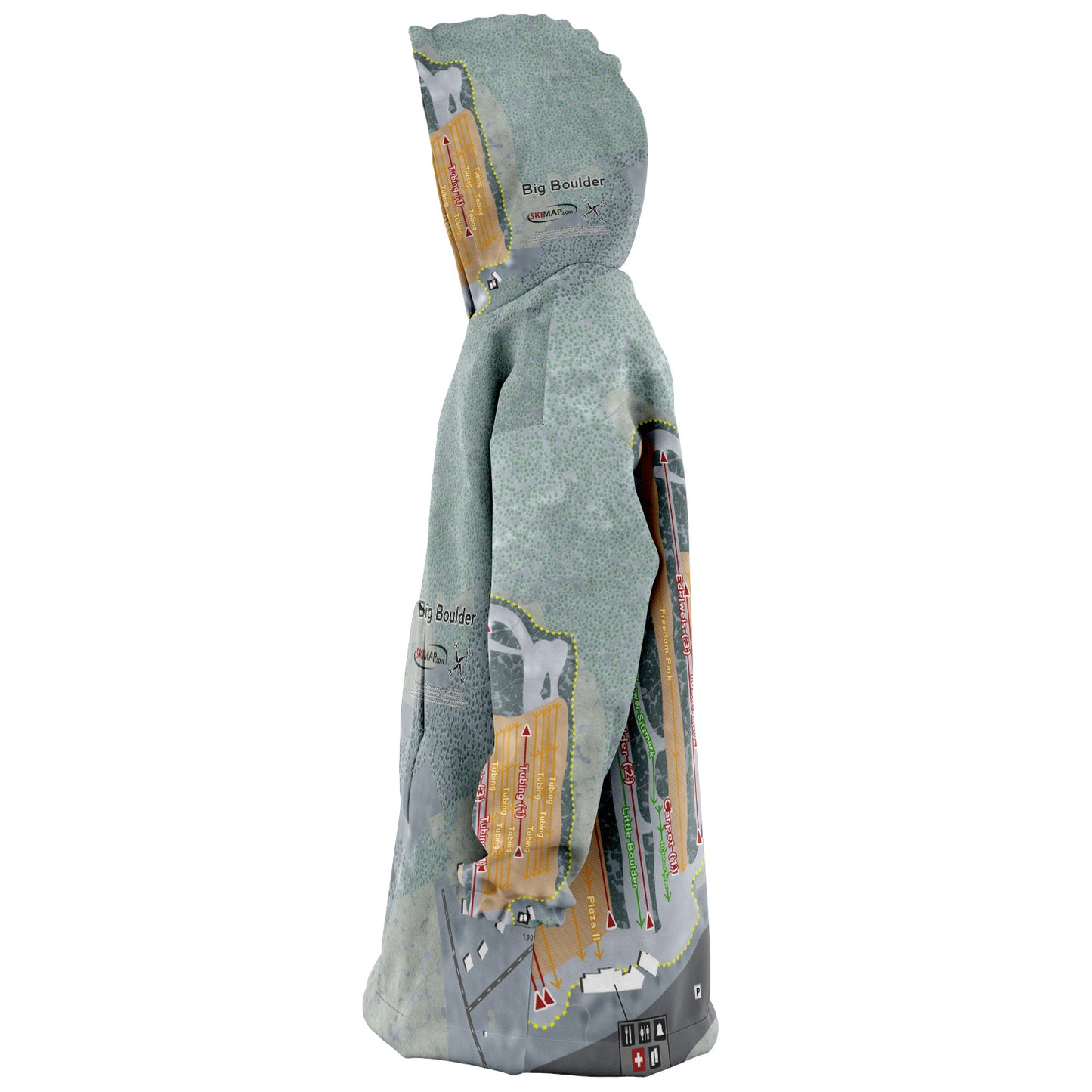 Big Boulder, Pennsylvania Ski Trail Map Snug Hoodie