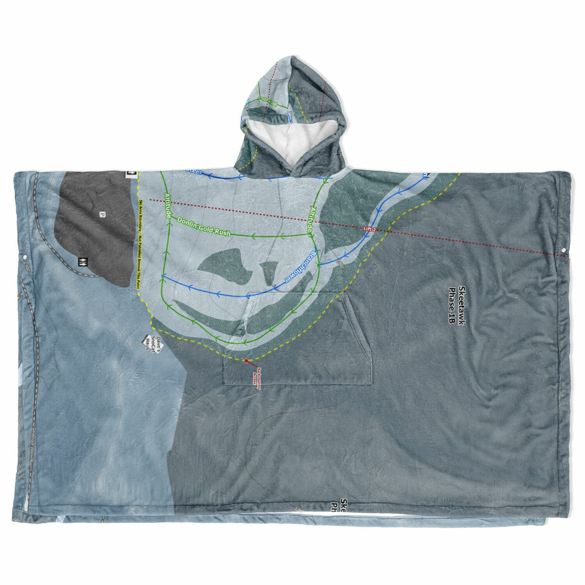 Skeetawk, Alaska Ski Resort Map Flannel Blanket Poncho