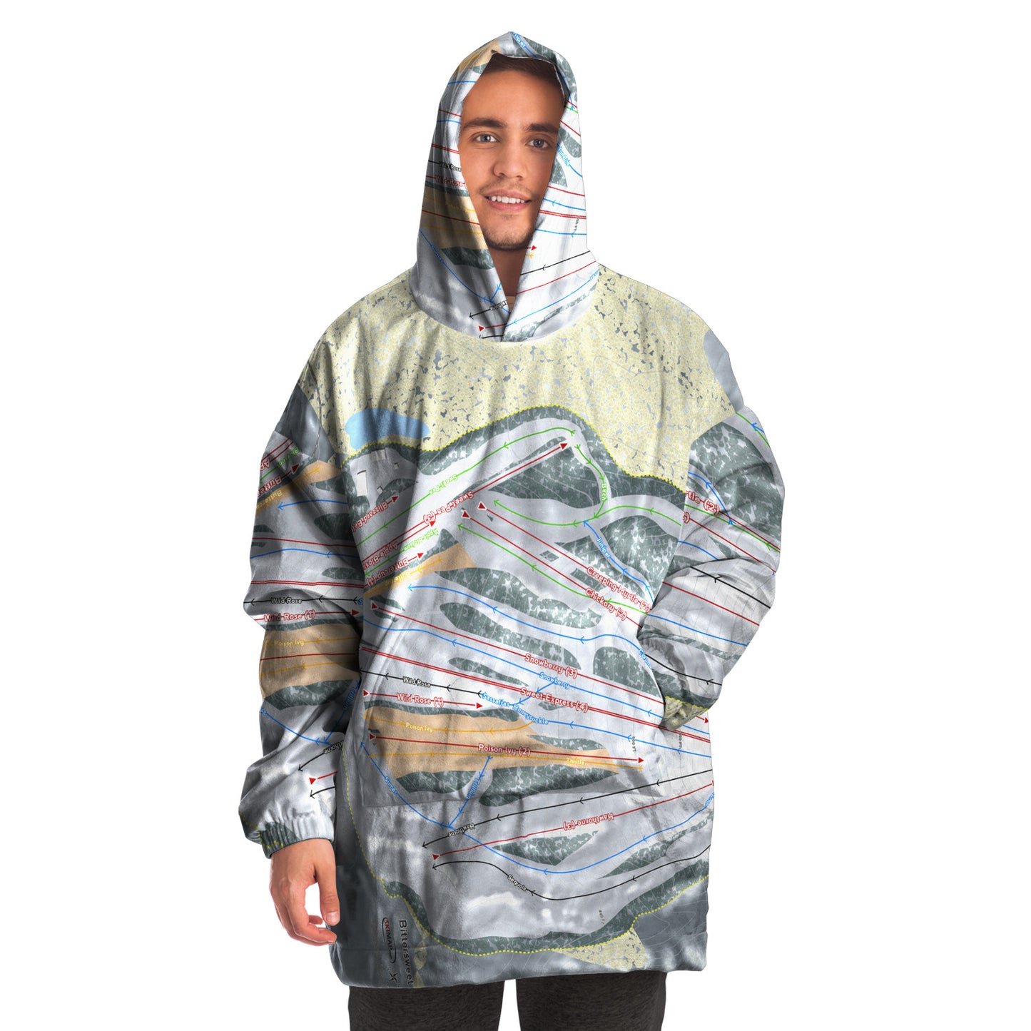 Bittersweet, Michigan Ski Trail Map Snug Hoodie