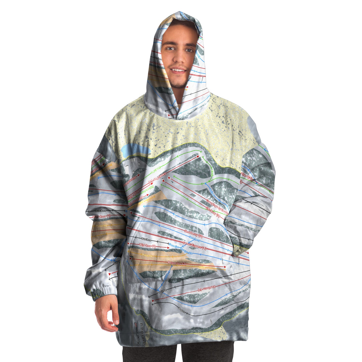 Bittersweet, Michigan Ski Trail Map Snug Hoodie
