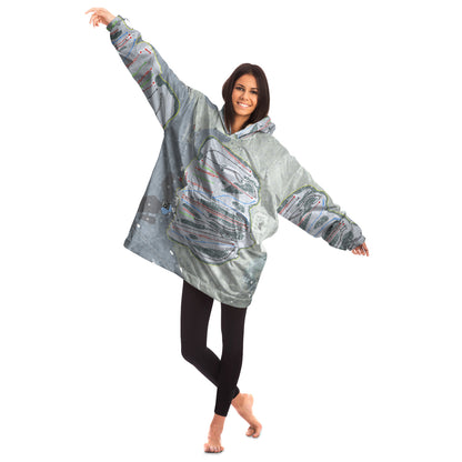 Ski Bradford, Massachusetts Ski Trail Map Snug Hoodie - Powderaddicts
