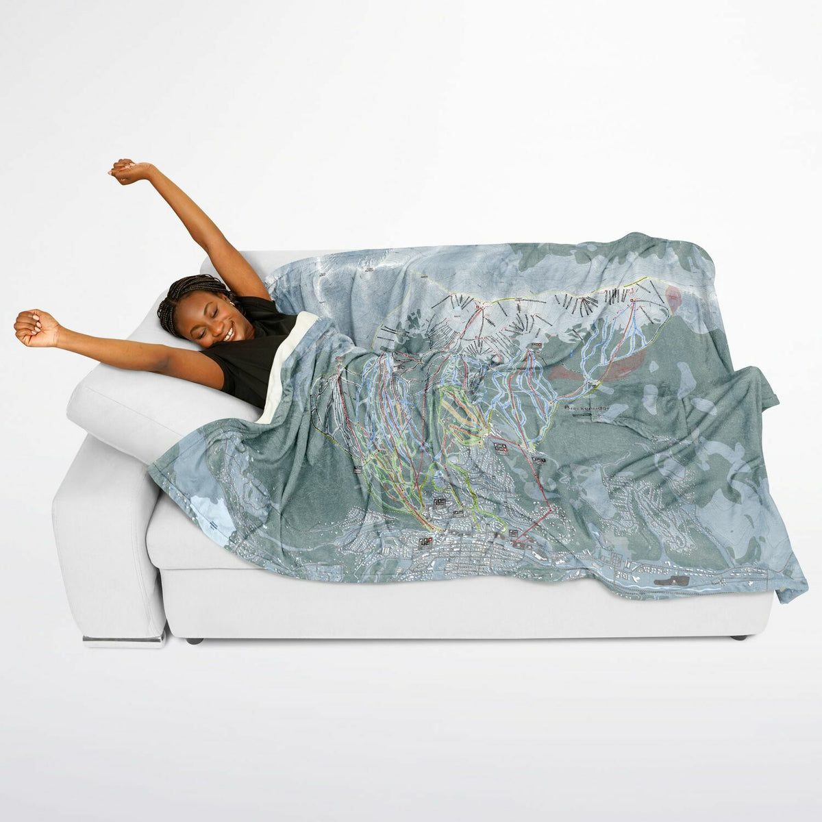 Breckenridge, Colorado Ski Resort Map Flannel Blanket Poncho