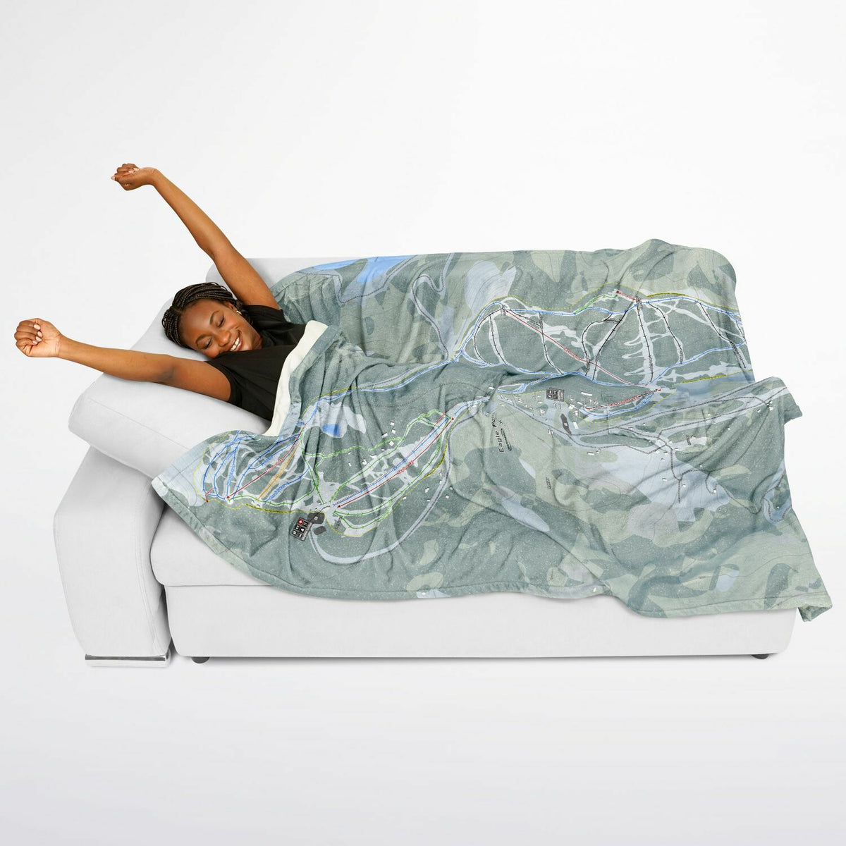 Eagle Point, Utah Ski Resort Map Flannel Blanket Poncho