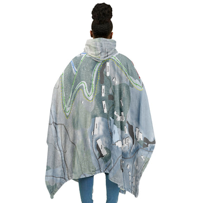 Easton Ski Area, Massachusetts Ski Resort Map Flannel Blanket Poncho