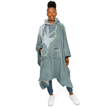 Bear Canyon, Montana Ski Resort Map Flannel Blanket Poncho
