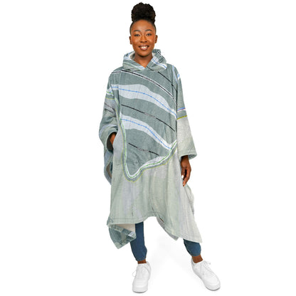 Porcupine Mountains, Michigan Ski Resort Map Flannel Blanket Poncho